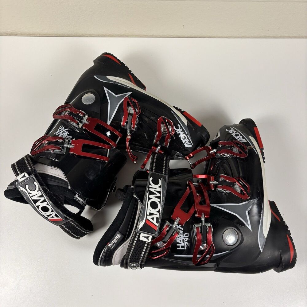 Atomic Silver Hawx 2.0 90 Ski Boots Red Black 295mm Size 25 25.5 Thinsulate 200
